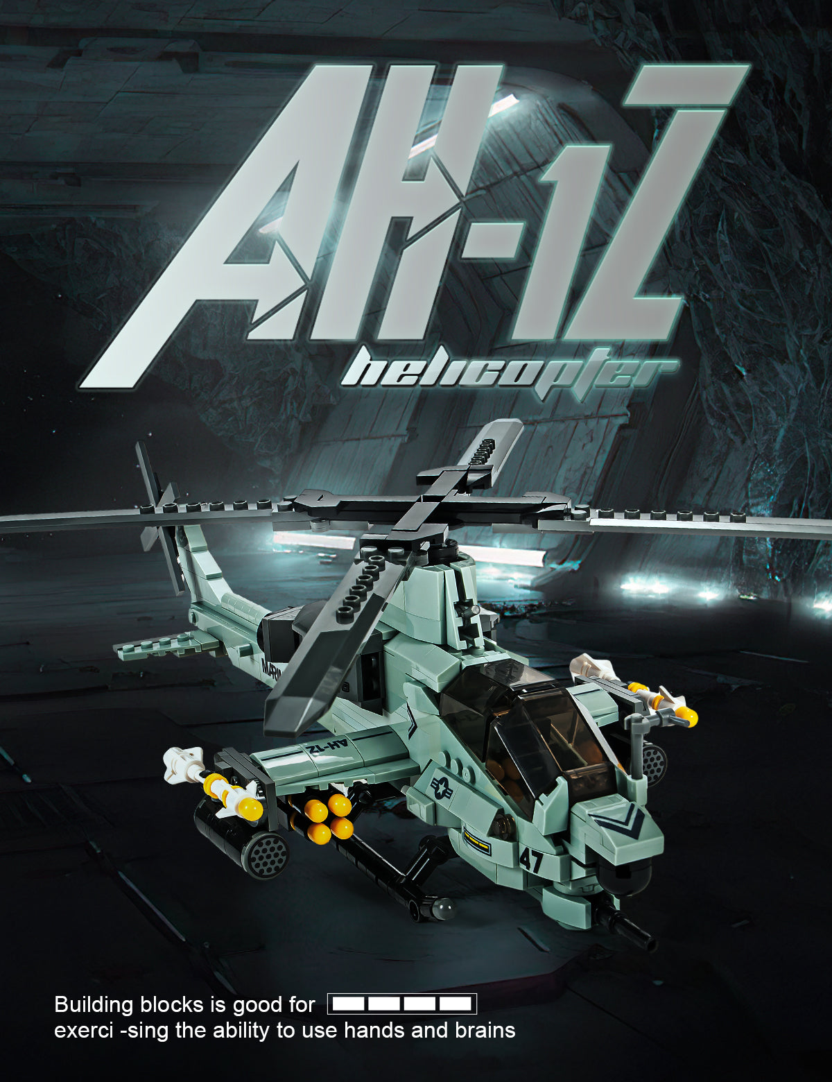 Semky Building Blocks SEMKY Military Series AH-1Z Helicopter Little birds Air Force Building