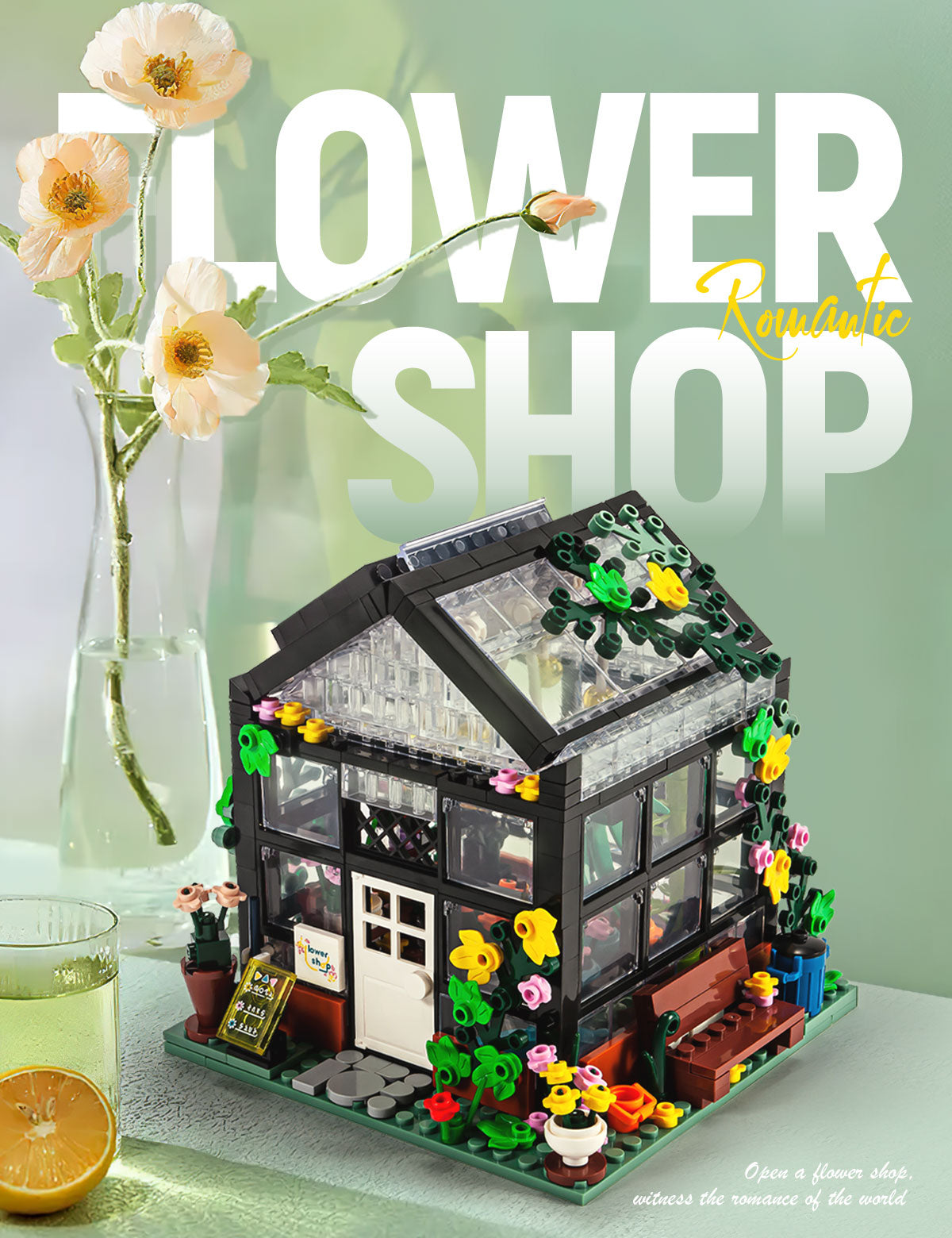 Semky Building Blocks SEMKY City Series Flower House Building Blocks Set with LED Lights, (5