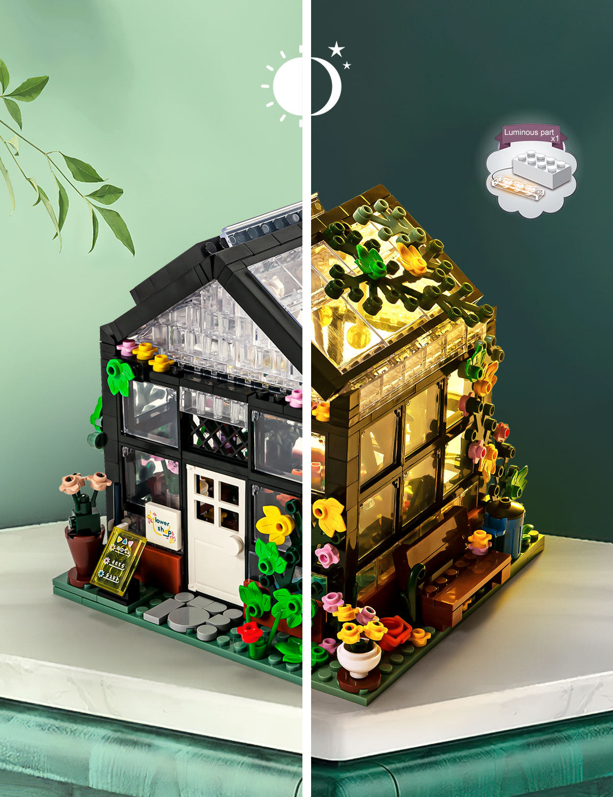 Semky Building Blocks SEMKY City Series Flower House Building Blocks Set with LED Lights, (5
