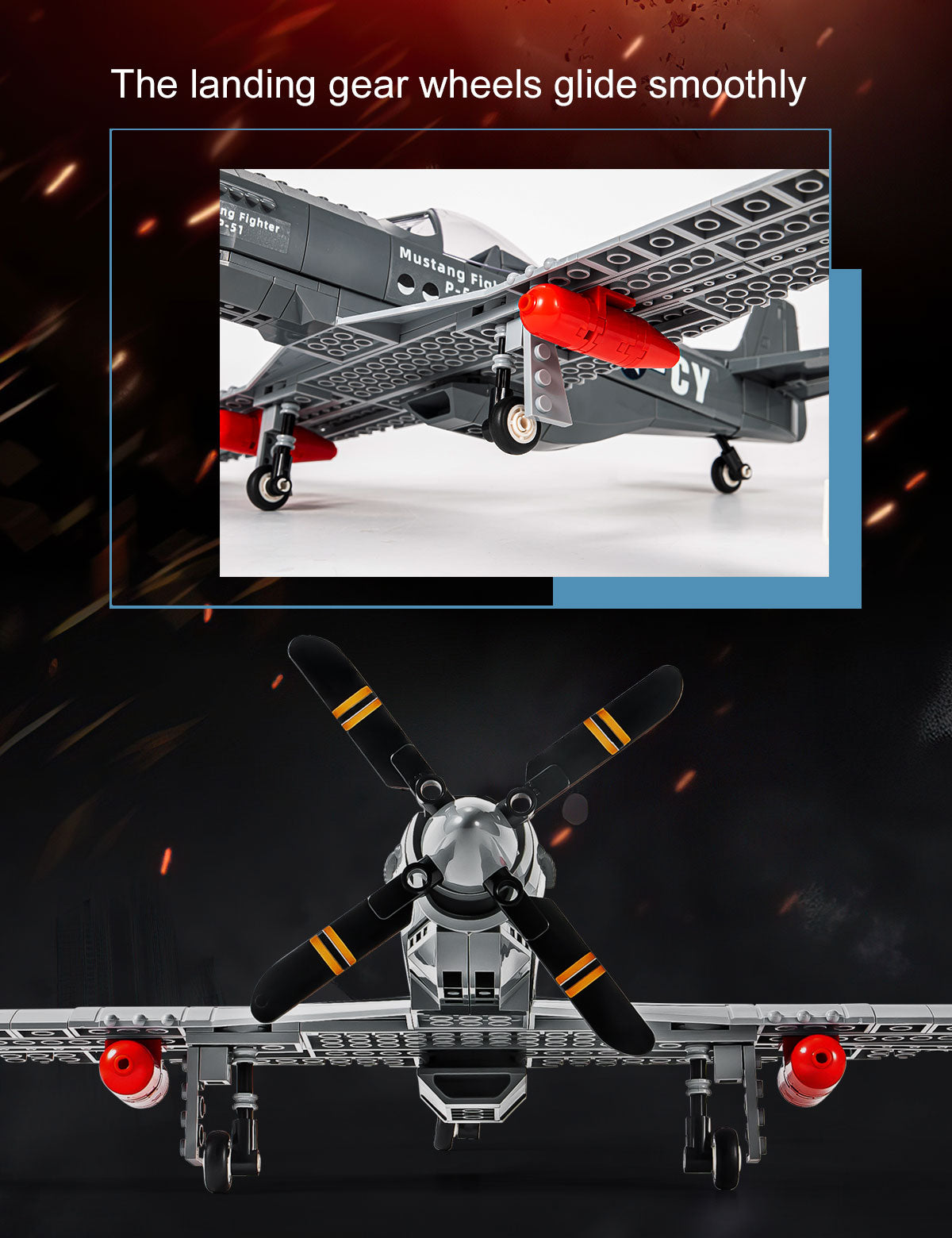 Semky Building Blocks SEMKY Military Fighter Jet P-51 Fighter Mustang Air Force Building Blo