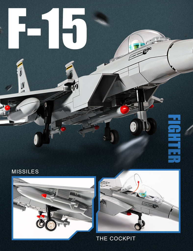 Semky Building Blocks SEMKY Military Series F-15 Eagle Fighter Jet Air Force Building Block