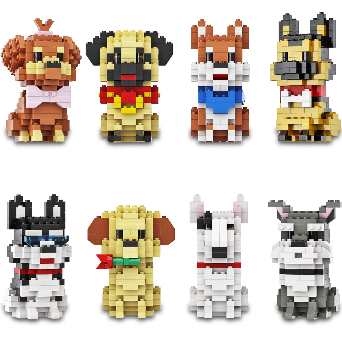 SEMKY Micro Mini Blocks Dog Series 8 in 1 Animal Model Set,(1616Pieces