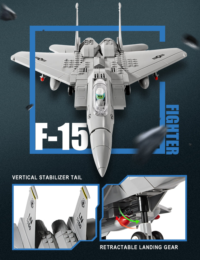 Semky Building Blocks SEMKY Military Series F-15 Eagle Fighter Jet Air Force Building Block